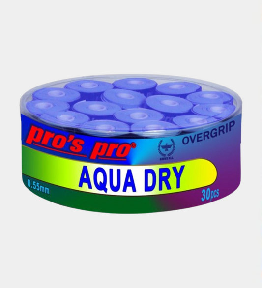 Pro's Pro AQUA DRY BLUE overgrip tennis/padel racket 30pcs 